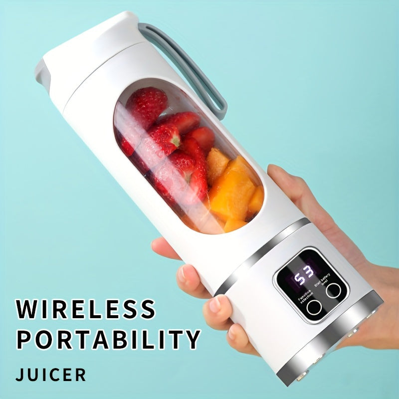 Portable USB Rechargeable Mini Blender & Juicer – 3 Modes, Digital Display, 12-Blade, 15.22oz, Easy Clean, Travel-Friendly