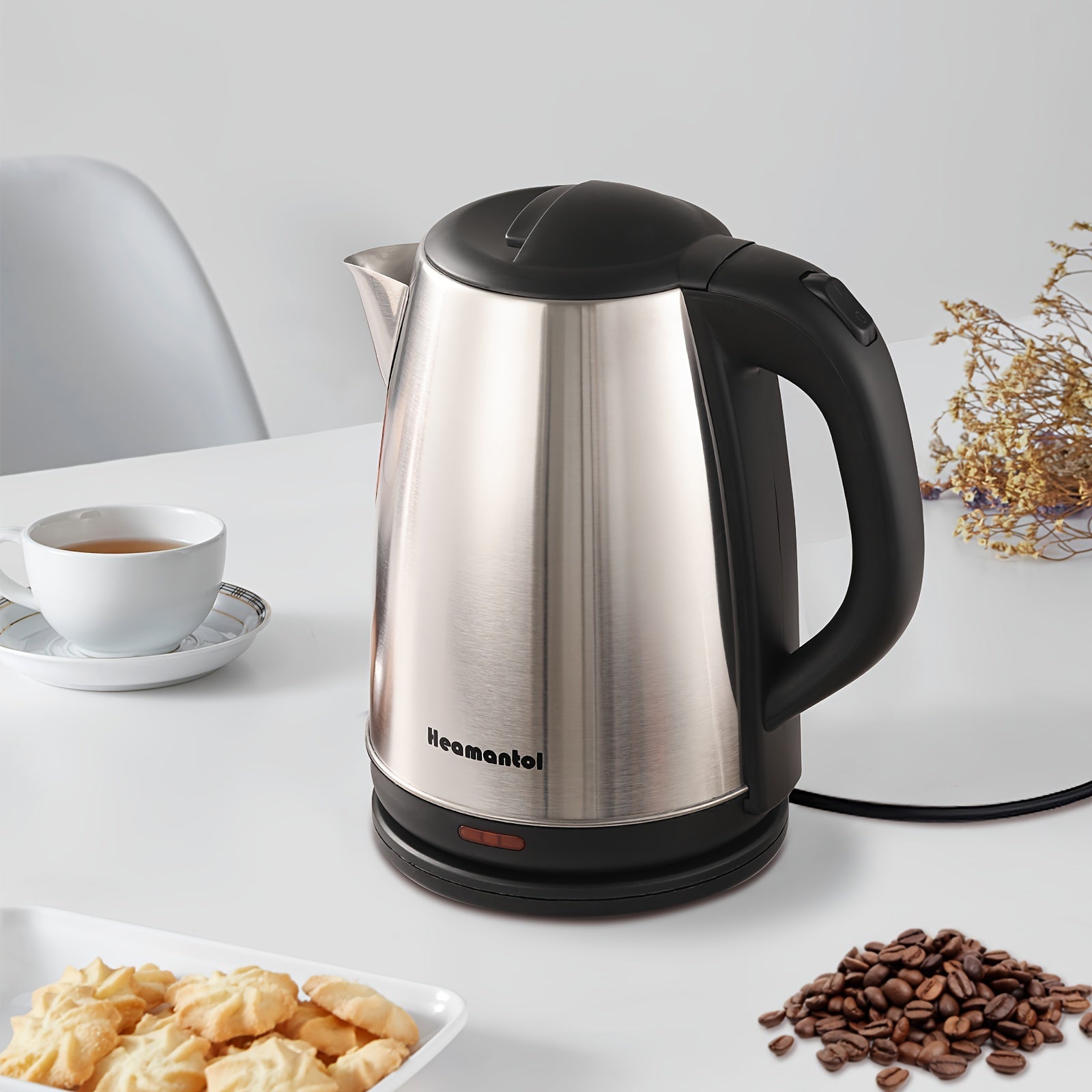 Electric Kettle 1.8L – Hot Water Boiler & Tea Kettle with Auto Shut-Off, Boil-Dry Protection, Stainless Steel Double Wall, BPA-Free, LED Indicator & Instant Heating Base