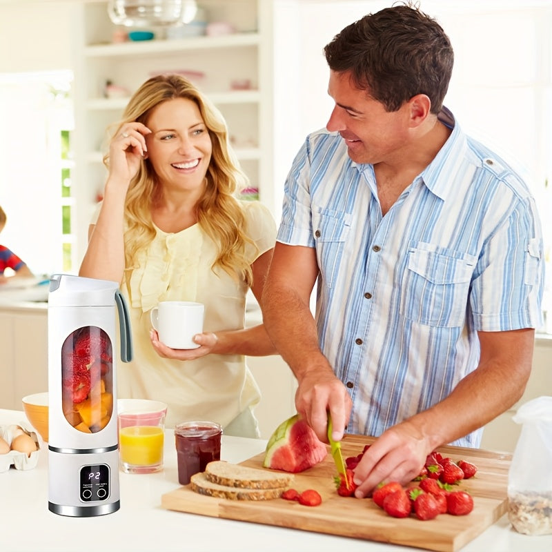 Portable USB Rechargeable Mini Blender & Juicer – 3 Modes, Digital Display, 12-Blade, 15.22oz, Easy Clean, Travel-Friendly