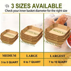 50pcs Square Wood Pulp Air Fryer Liners – Non-Stick, Waterproof & Oil-Proof Disposable Baking Tools for Basket, Tray & Oven Accessories