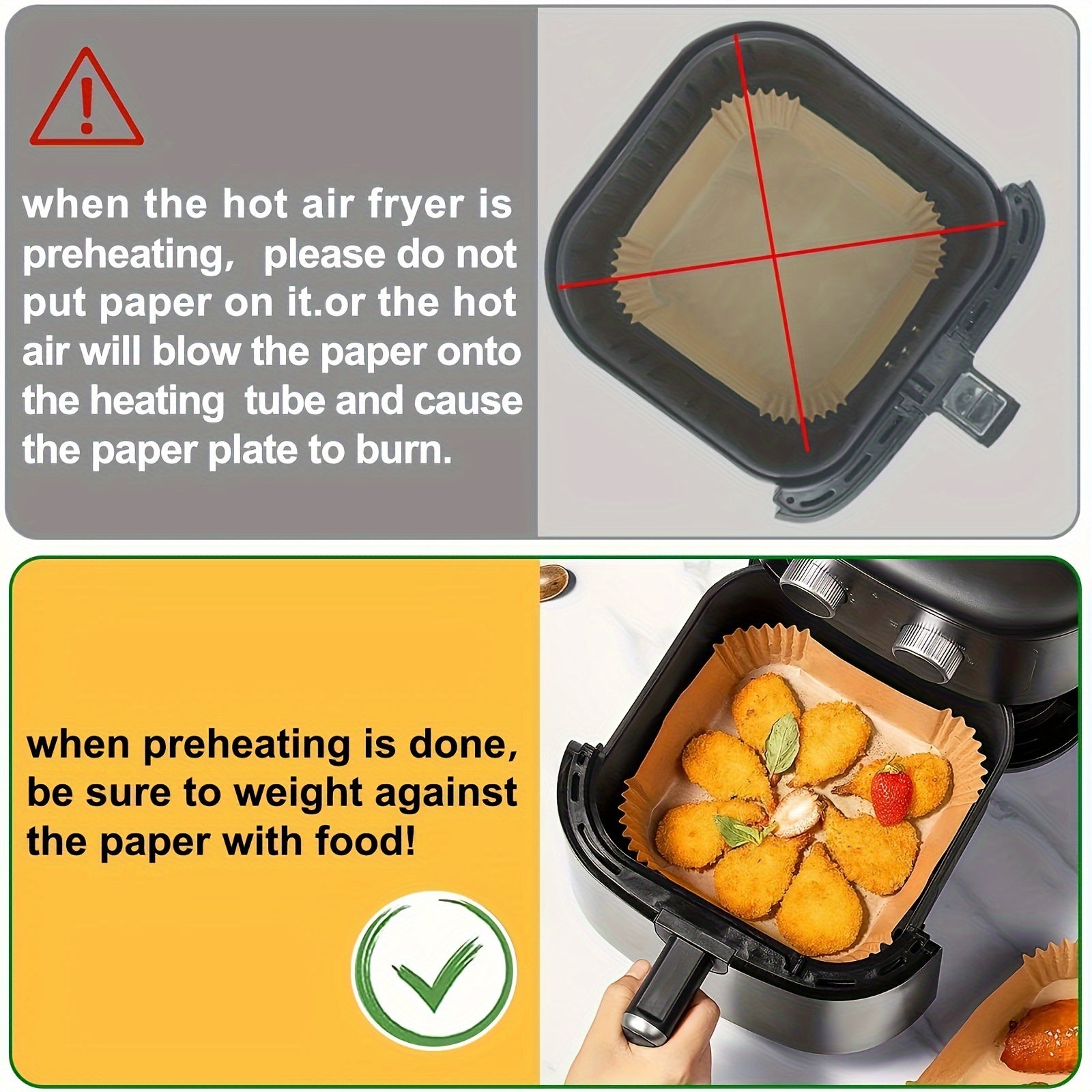 50pcs Square Wood Pulp Air Fryer Liners – Non-Stick, Waterproof & Oil-Proof Disposable Baking Tools for Basket, Tray & Oven Accessories