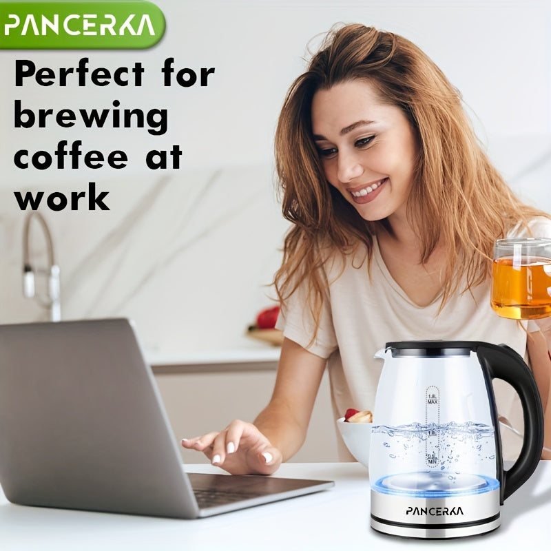 PANCERKA Electric Kettle 1000W – Easy Clean, Boil-Dry Protection, Stainless Steel Filter, BPA-Free, Auto Shut-Off Water Heater for Coffee & Tea – Black