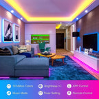 16.4/50/100ft RGB LED Strip Lights – Smart Rope Light with 44-Key Remote, Music Sync, Phone App Control, Color Changing LED Lights for Bedroom, Living Room & Party