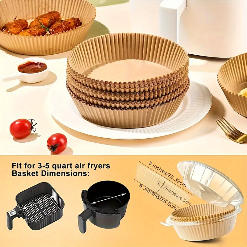 100/200pcs 6.3 Inch Non-Stick Round Air Fryer Disposable Liners – Baking Paper for Air Fryer, Kitchen Accessories