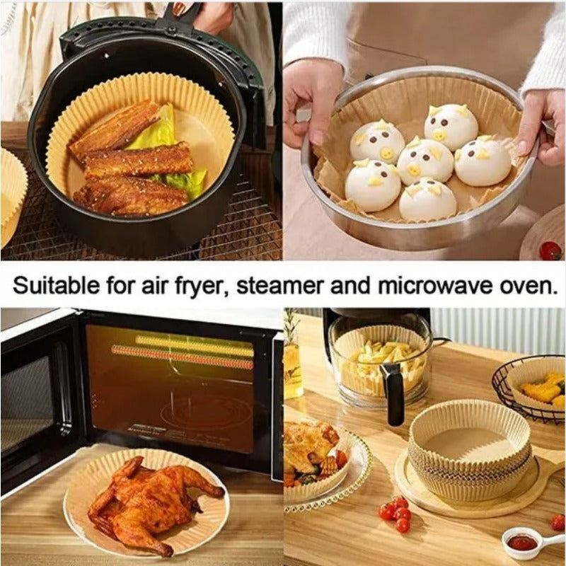 100/200pcs 6.3 Inch Non-Stick Round Air Fryer Disposable Liners – Baking Paper for Air Fryer, Kitchen Accessories