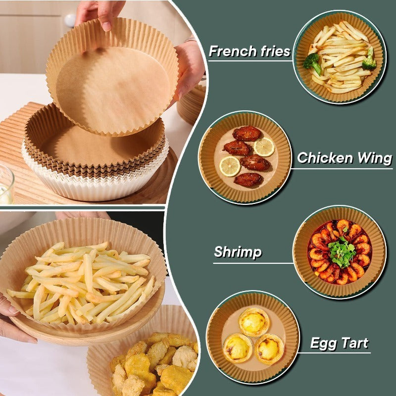 100/200pcs 6.3 Inch Non-Stick Round Air Fryer Disposable Liners – Baking Paper for Air Fryer, Kitchen Accessories