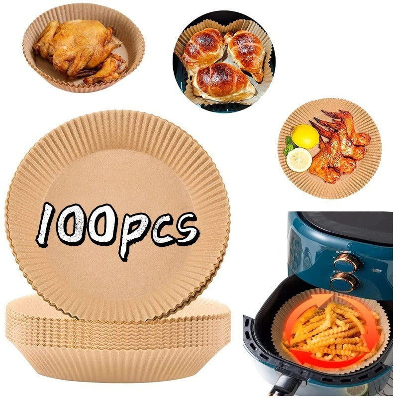 100/200pcs 6.3 Inch Non-Stick Round Air Fryer Disposable Liners – Baking Paper for Air Fryer, Kitchen Accessories