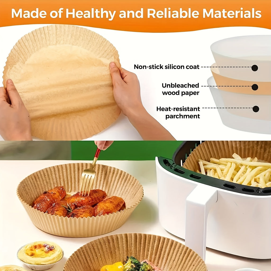100/200pcs 6.3 Inch Non-Stick Round Air Fryer Disposable Liners – Baking Paper for Air Fryer, Kitchen Accessories