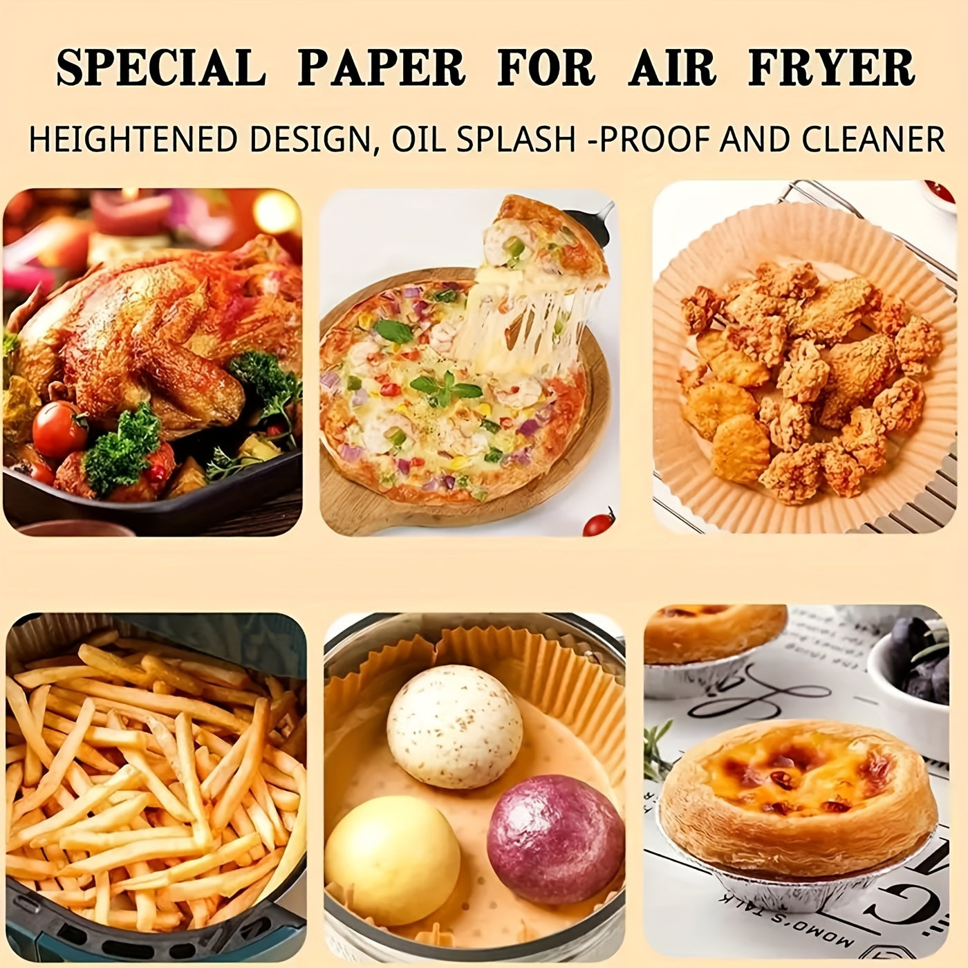 100/200pcs 6.3 Inch Non-Stick Round Air Fryer Disposable Liners – Baking Paper for Air Fryer, Kitchen Accessories