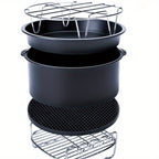 Air Fryer Accessories Set of 5 – Stainless Steel Baking Basket, Grill Rack & Pizza Pan for 3.5-5.8QT Air Fryers, 6/7 Inch Compatible Cookware