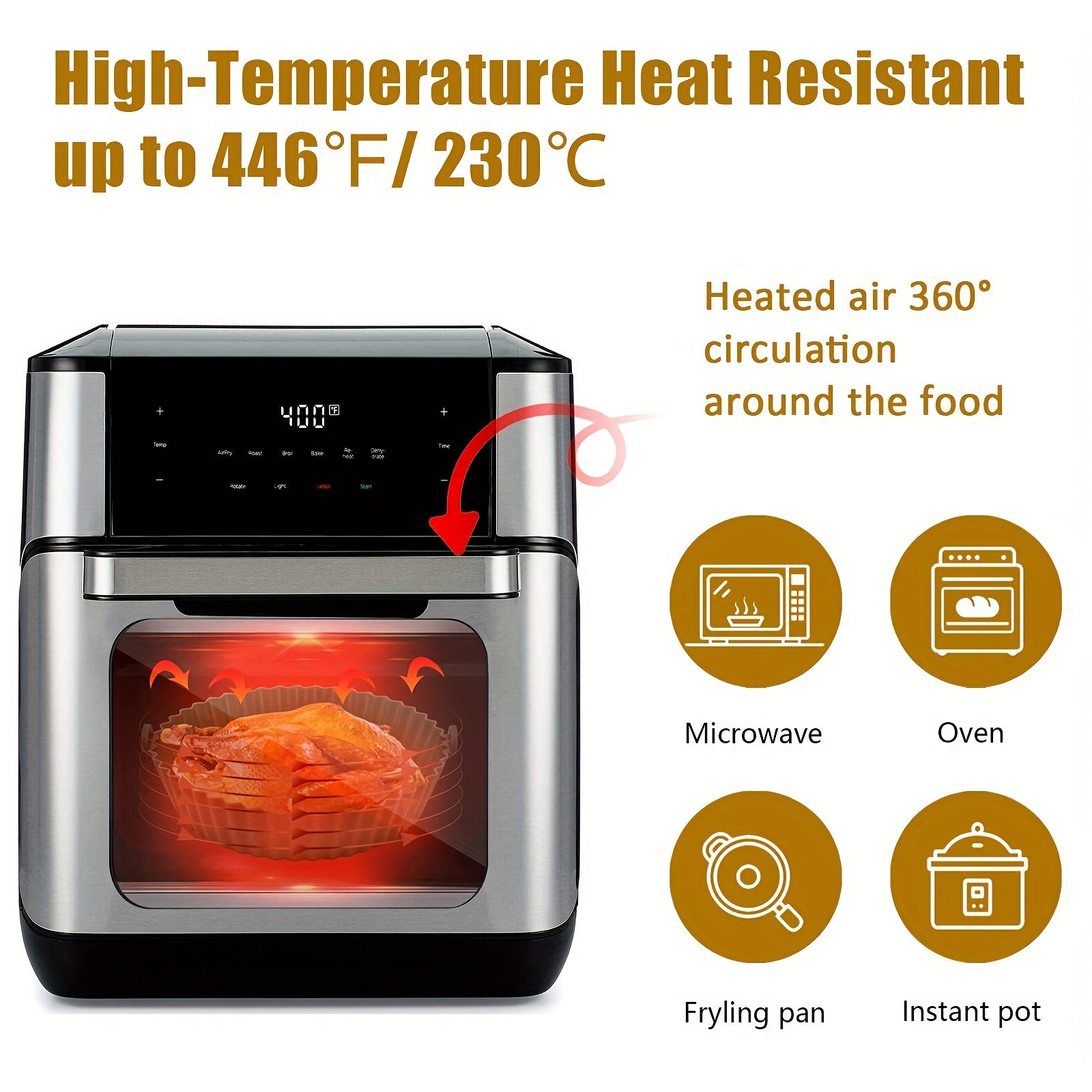 2 Packs Reusable Silicone Air Fryer Liners – Easy Clean, Dishwasher Safe, Non-Stick Cooking Accessories for Healthier Meals