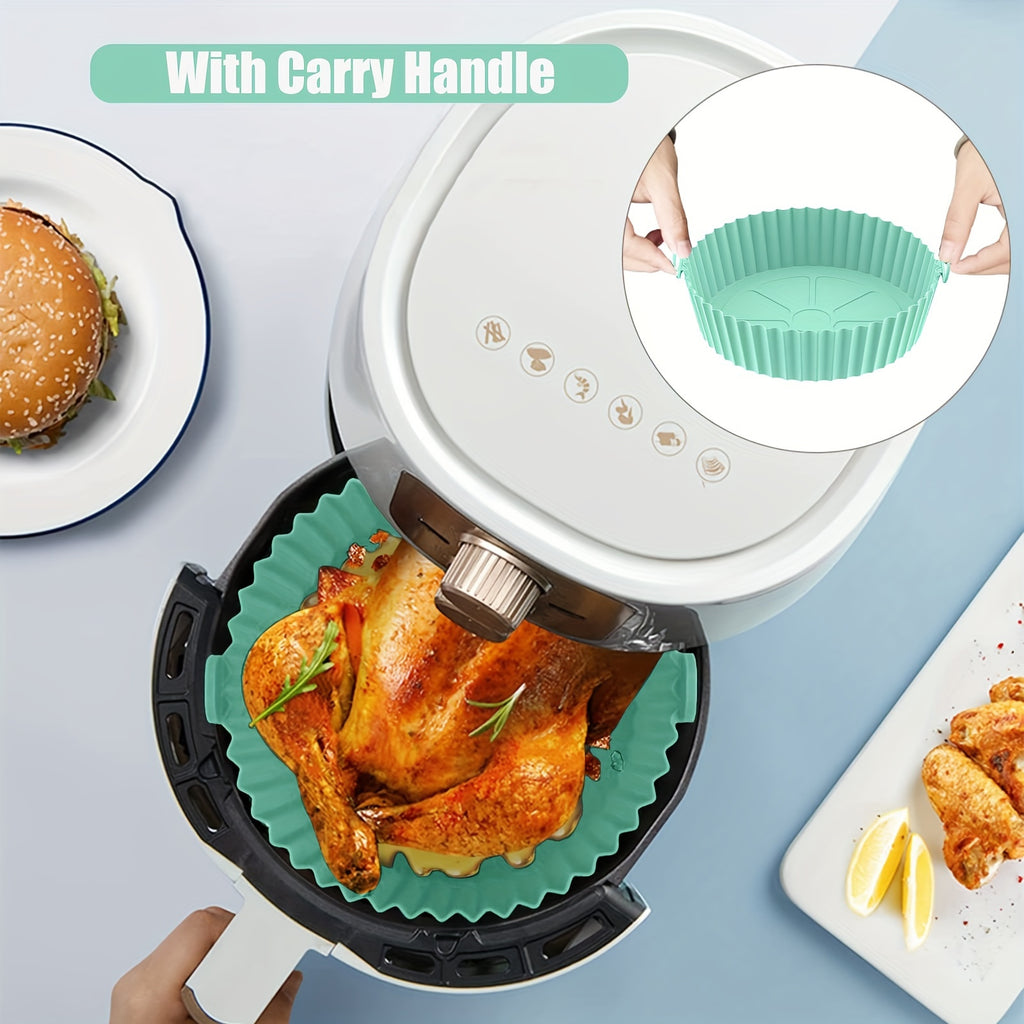 2 Packs Reusable Silicone Air Fryer Liners – Easy Clean, Dishwasher Safe, Non-Stick Cooking Accessories for Healthier Meals