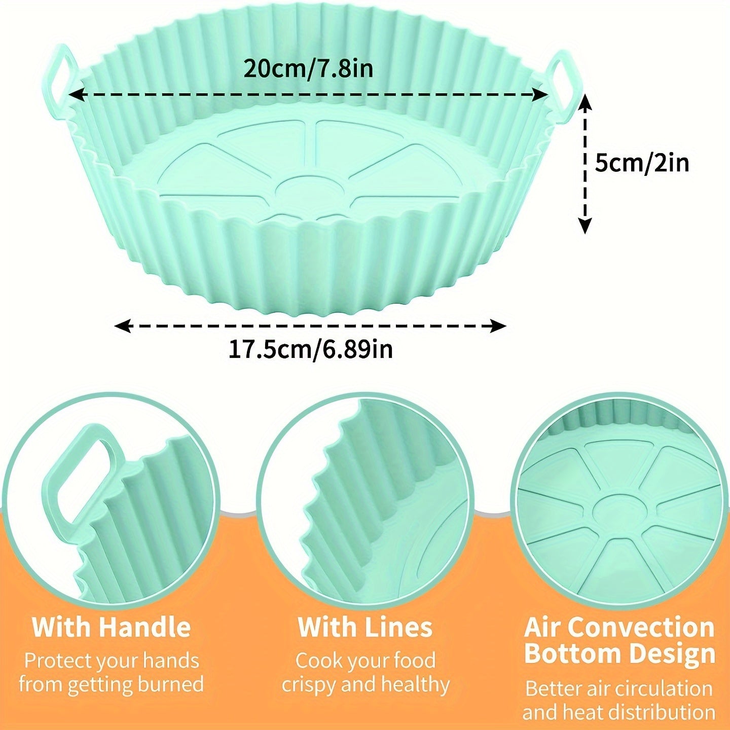 2 Packs Reusable Silicone Air Fryer Liners – Easy Clean, Dishwasher Safe, Non-Stick Cooking Accessories for Healthier Meals
