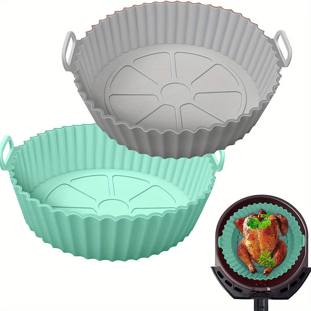 2 Packs Reusable Silicone Air Fryer Liners – Easy Clean, Dishwasher Safe, Non-Stick Cooking Accessories for Healthier Meals