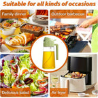 Olive Oil Dispenser Bottle 2-in-1 – 17oz/500ml Glass Oil Sprayer with Pourer, Food-Grade Mister for Air Fryer, Salad, Frying & BBQ (Green)