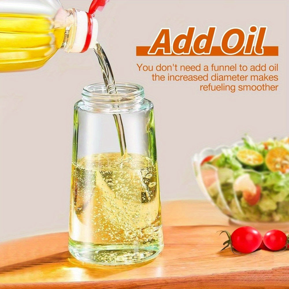 Olive Oil Dispenser Bottle 2-in-1 – 17oz/500ml Glass Oil Sprayer with Pourer, Food-Grade Mister for Air Fryer, Salad, Frying & BBQ (Green)