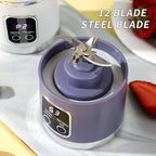 Portable USB Rechargeable Mini Blender & Juicer – 3 Modes, Digital Display, 12-Blade, 15.22oz, Easy Clean, Travel-Friendly