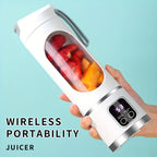 Portable USB Rechargeable Mini Blender & Juicer – 3 Modes, Digital Display, 12-Blade, 15.22oz, Easy Clean, Travel-Friendly