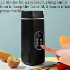 Portable USB Rechargeable Mini Blender & Juicer – 3 Modes, Digital Display, 12-Blade, 15.22oz, Easy Clean, Travel-Friendly