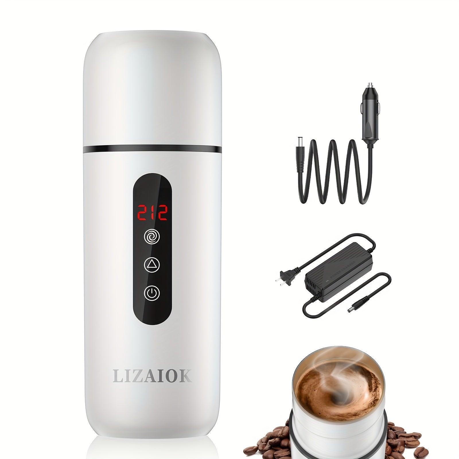 420ML Portable Travel Electric Kettle – Car Water Heater with Magnetic Induction, 304 Stainless Steel, Anti-Dry Burn, 12V/24V, Compact & Easy-to-Use