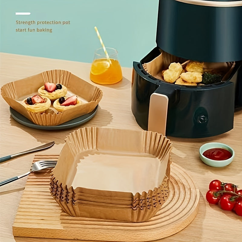 10/25/50/100/200pcs Non-Stick Square Air Fryer Liners – Paper Baking & Roasting Sheets for Easy Cleanup, Healthier Cooking, Home & Commercial Use