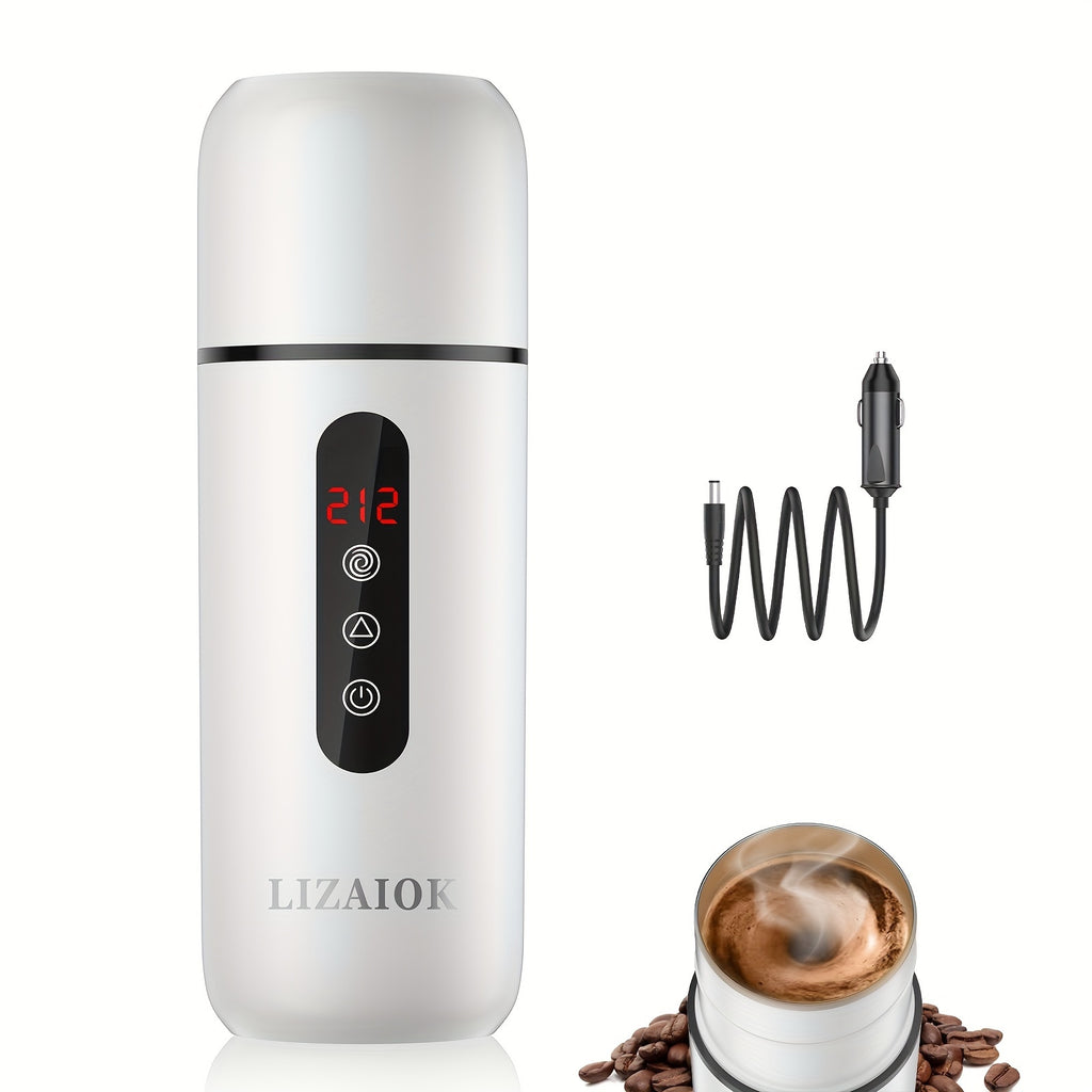 420ML Portable Travel Electric Kettle – Car Water Heater with Magnetic Induction, 304 Stainless Steel, Anti-Dry Burn, 12V/24V, Compact & Easy-to-Use