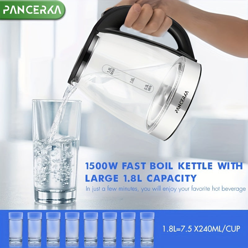 PANCERKA Electric Kettle 1000W – Easy Clean, Boil-Dry Protection, Stainless Steel Filter, BPA-Free, Auto Shut-Off Water Heater for Coffee & Tea – Black