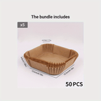 50pcs Non-Stick Air Fryer Liners – Square Paper Liners for Baking, Roasting & Microwave, Easy Cleanup, Healthier Cooking for Home & Commercial Use