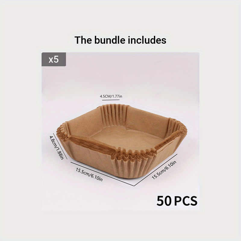 50pcs Non-Stick Air Fryer Liners – Square Paper Liners for Baking, Roasting & Microwave, Easy Cleanup, Healthier Cooking for Home & Commercial Use