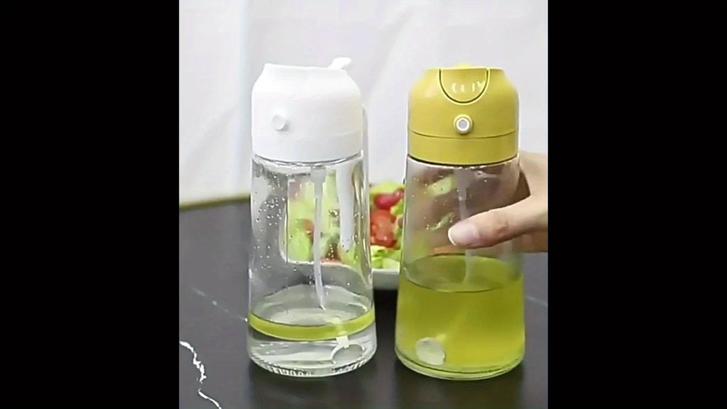 Olive Oil Dispenser Bottle 2-in-1 – 17oz/500ml Glass Oil Sprayer with Pourer, Food-Grade Mister for Air Fryer, Salad, Frying & BBQ (Green)
