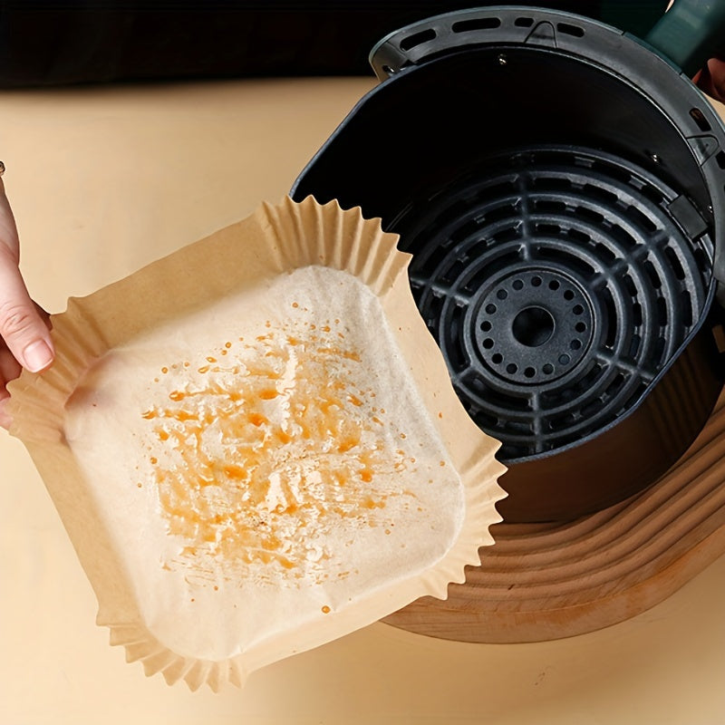 50pcs Non-Stick Air Fryer Liners – Square Paper Liners for Baking, Roasting & Microwave, Easy Cleanup, Healthier Cooking for Home & Commercial Use