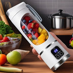 Portable USB Rechargeable Mini Blender & Juicer – 3 Modes, Digital Display, 12-Blade, 15.22oz, Easy Clean, Travel-Friendly