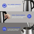 Electric Kettle, 1.8L Hot Water Boiler, Hot Water Kettle With Auto Shut-Off&Boil-Dry Protection, Stainless Steel Interior Electric Tea Kettle Pot, Teapot Boiler For Fast Boiling Coffee, Tea Maker, Drinks, Instant Water Heater