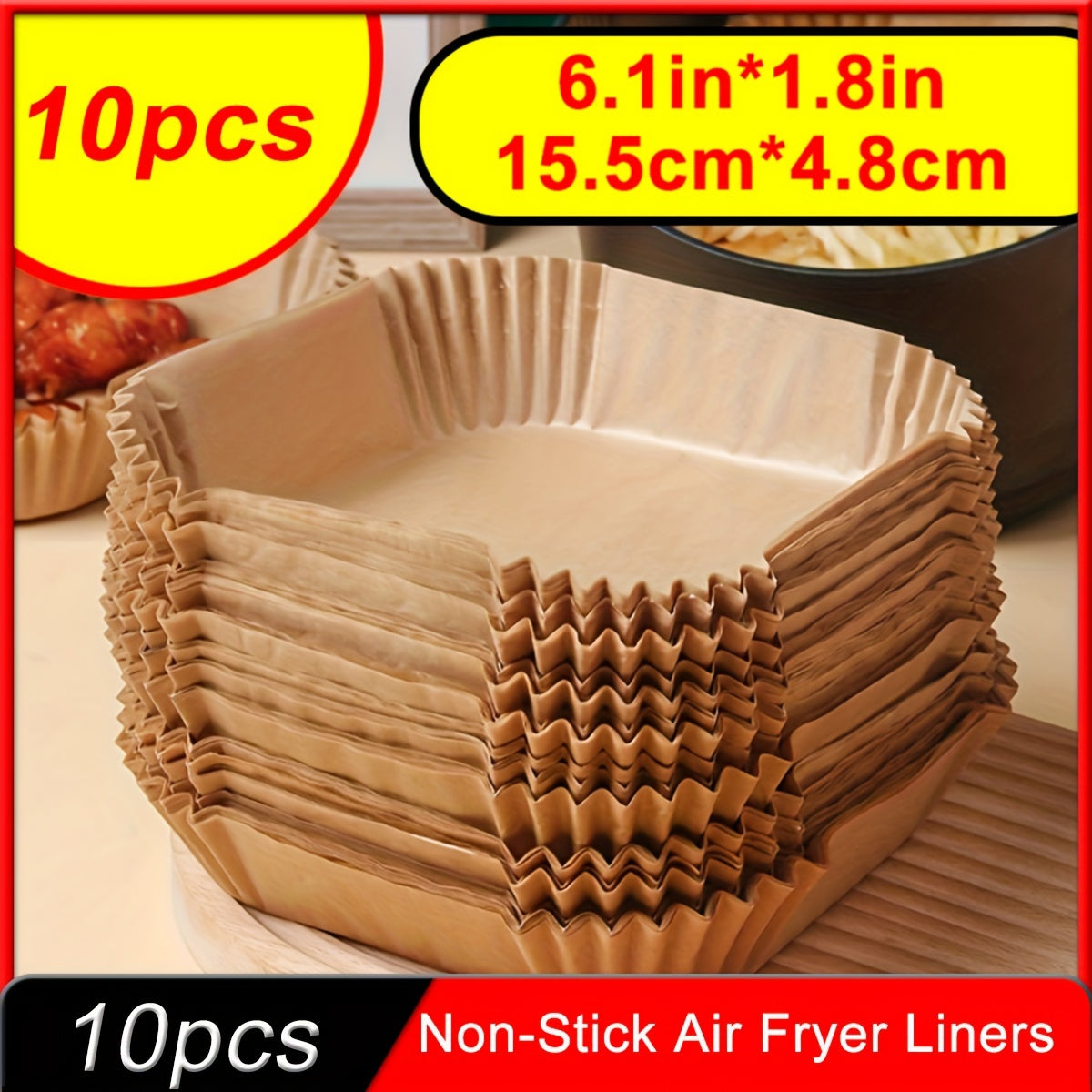 10/25/50/100/200pcs Non-Stick Square Air Fryer Liners – Paper Baking & Roasting Sheets for Easy Cleanup, Healthier Cooking, Home & Commercial Use