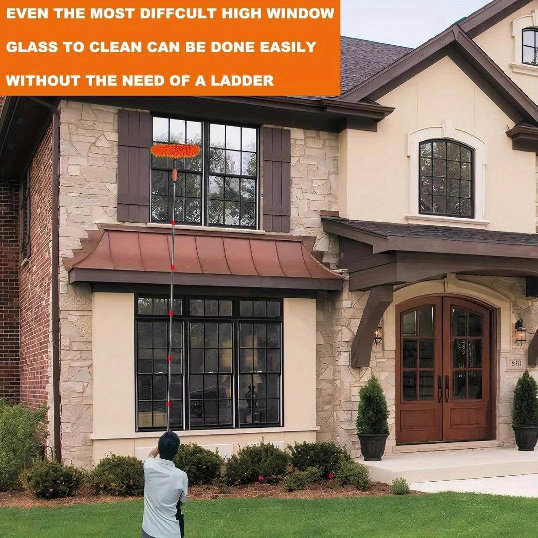 Window Cleaning Kit | Stainless Steel Squeegee, Scraper & Extendable Pole