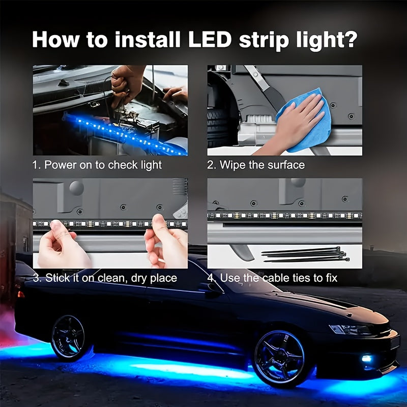4pcs Vibrant Undercar LED Strip Lights