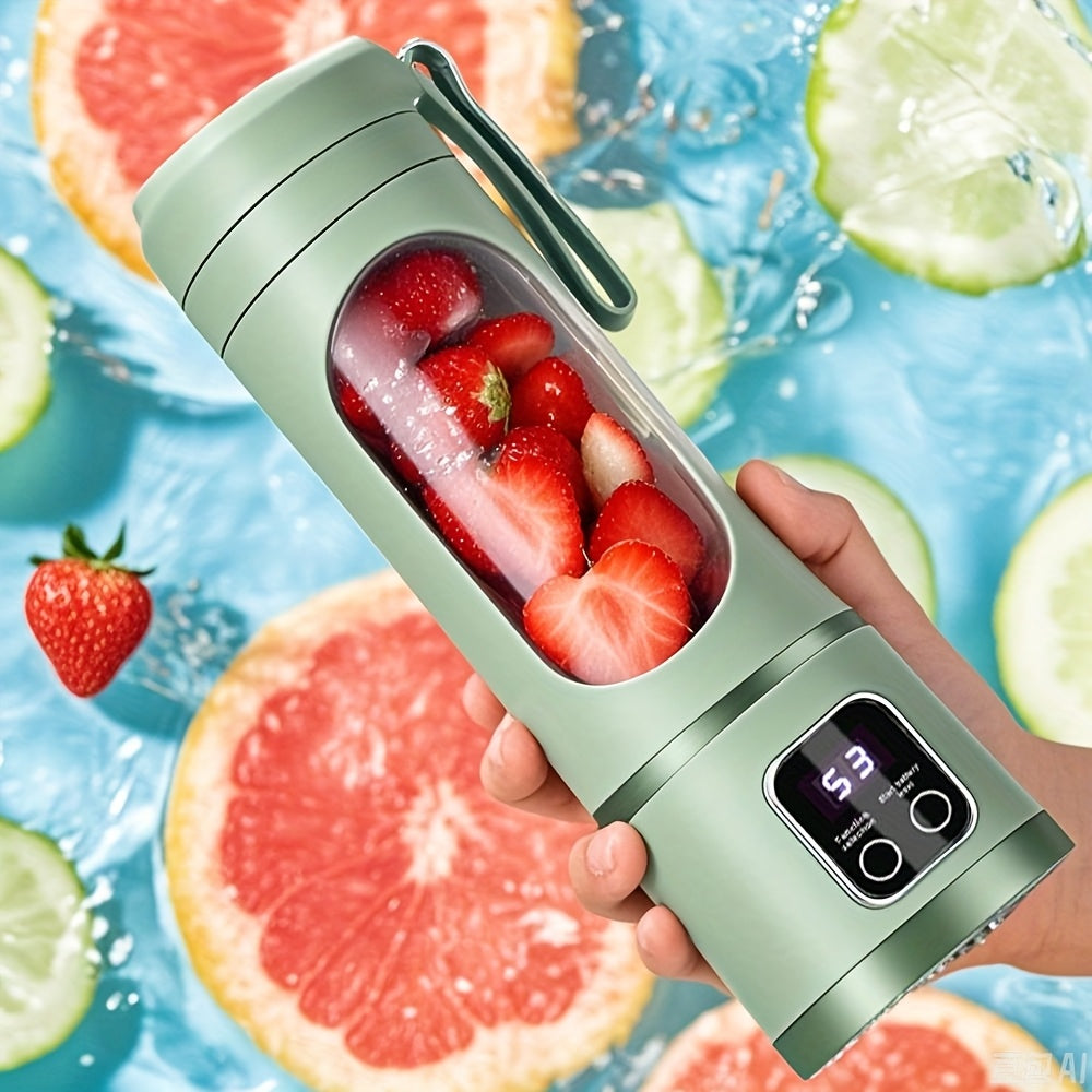 Portable USB Rechargeable Mini Blender & Juicer – 3 Modes, Digital Display, 12-Blade, 15.22oz, Easy Clean, Travel-Friendly