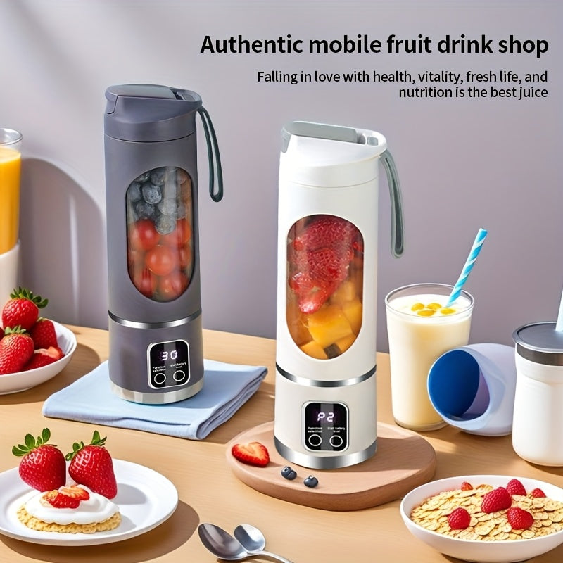 Portable USB Rechargeable Mini Blender & Juicer – 3 Modes, Digital Display, 12-Blade, 15.22oz, Easy Clean, Travel-Friendly