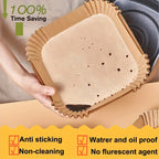 50pcs Square Wood Pulp Air Fryer Liners – Non-Stick, Waterproof & Oil-Proof Disposable Baking Tools for Basket, Tray & Oven Accessories
