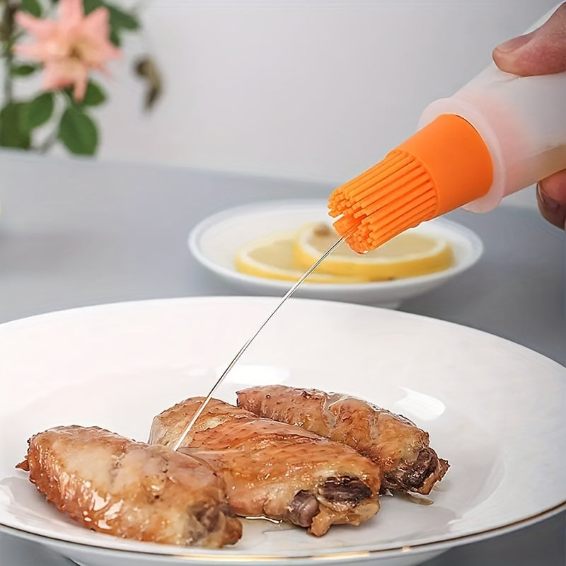 1pc Silicone High-Temperature Resistant Oil Brush with Bottle Brush – Air Fryer, Pancake Grill & BBQ Accessories