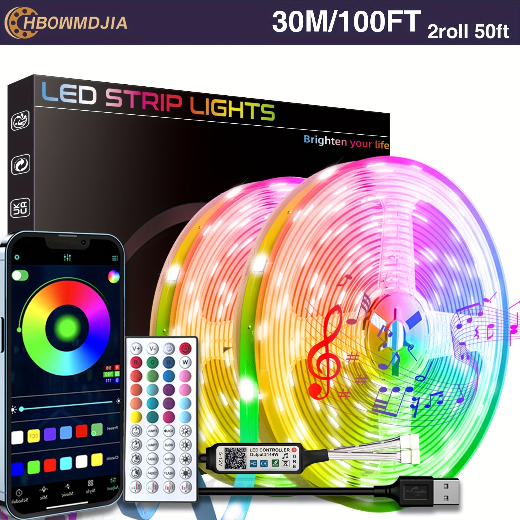 16-100ft Smart LED Strip Lights