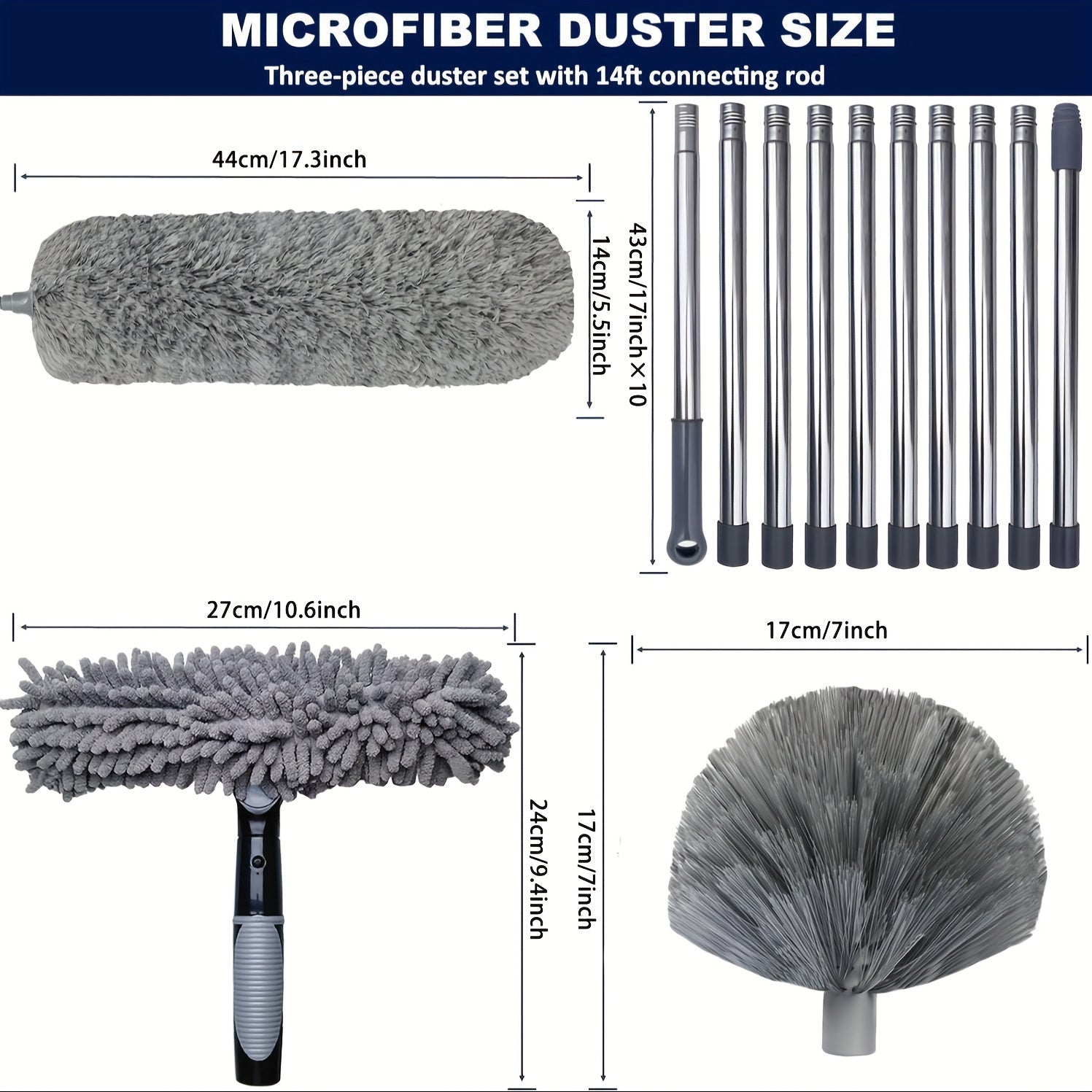 Window Cleaning Kit | Stainless Steel Squeegee, Scraper & Extendable Pole