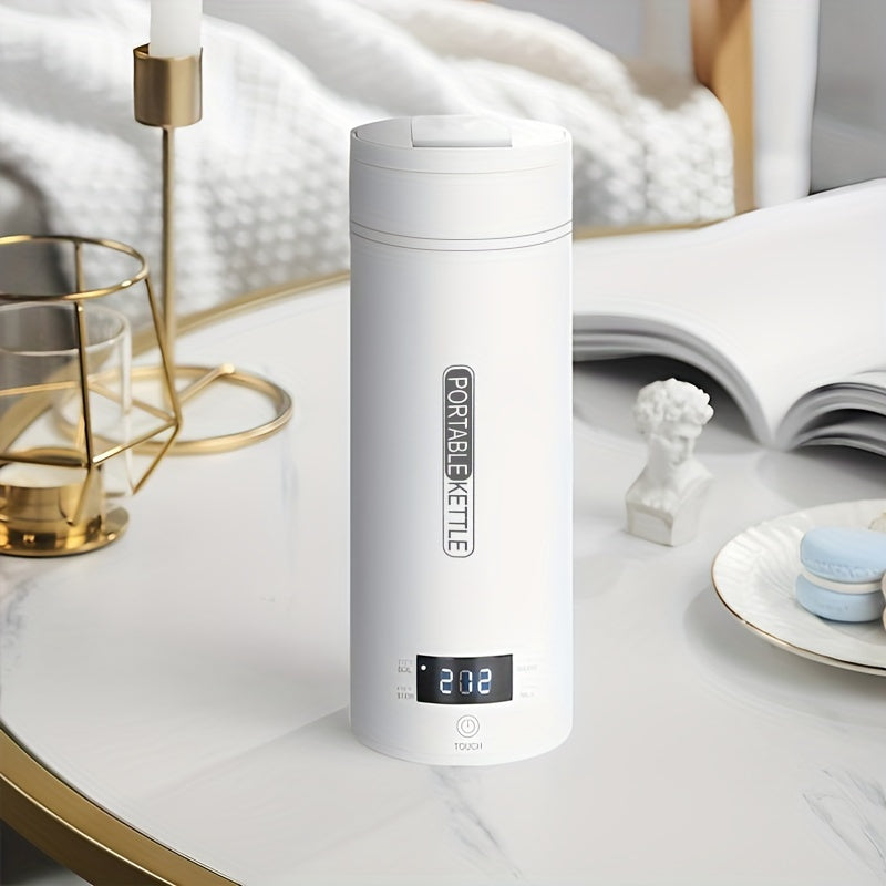 1pc Compact Travel Electric Kettle – Portable Stainless Steel Water Boiler with Auto Shut-Off, 4 Heating Settings, Dry Protection, 500ml Capacity for Coffee & Tea – White