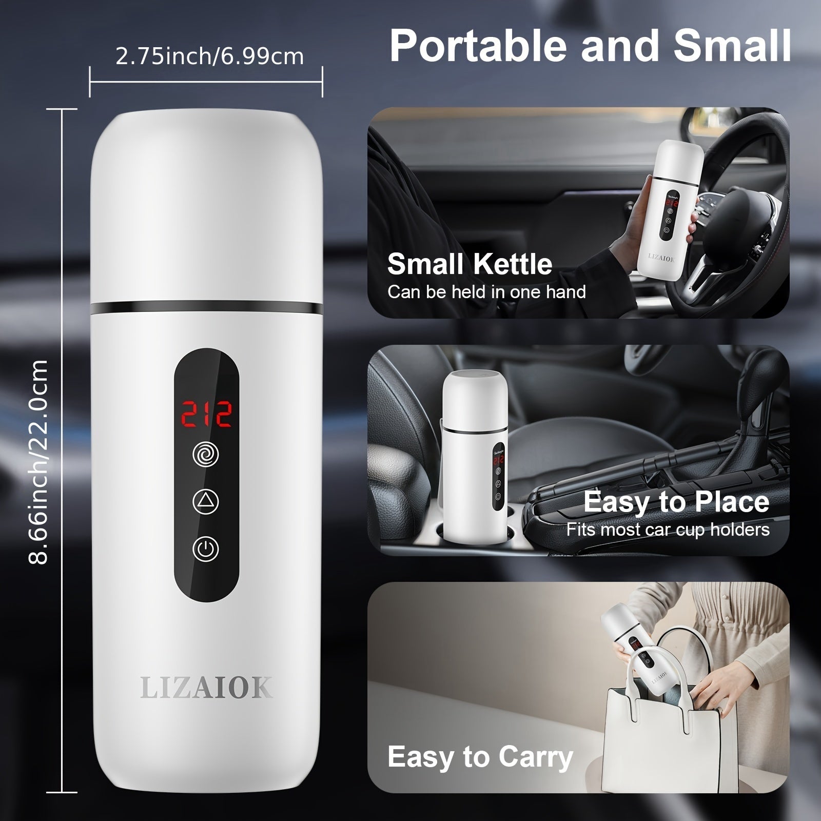420ML Portable Travel Electric Kettle – Car Water Heater with Magnetic Induction, 304 Stainless Steel, Anti-Dry Burn, 12V/24V, Compact & Easy-to-Use