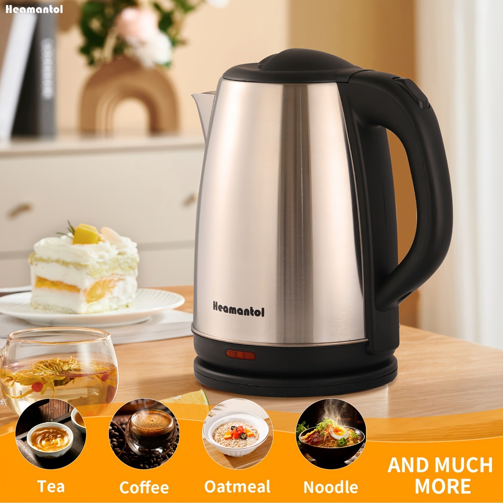 Electric Kettle 1.8L – Hot Water Boiler & Tea Kettle with Auto Shut-Off, Boil-Dry Protection, Stainless Steel Double Wall, BPA-Free, LED Indicator & Instant Heating Base