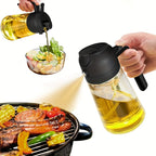 Olive Oil Dispenser Bottle 2-in-1 – 17oz/500ml Glass Oil Sprayer with Pourer, Food-Grade Mister for Air Fryer, Salad, Frying & BBQ (Green)