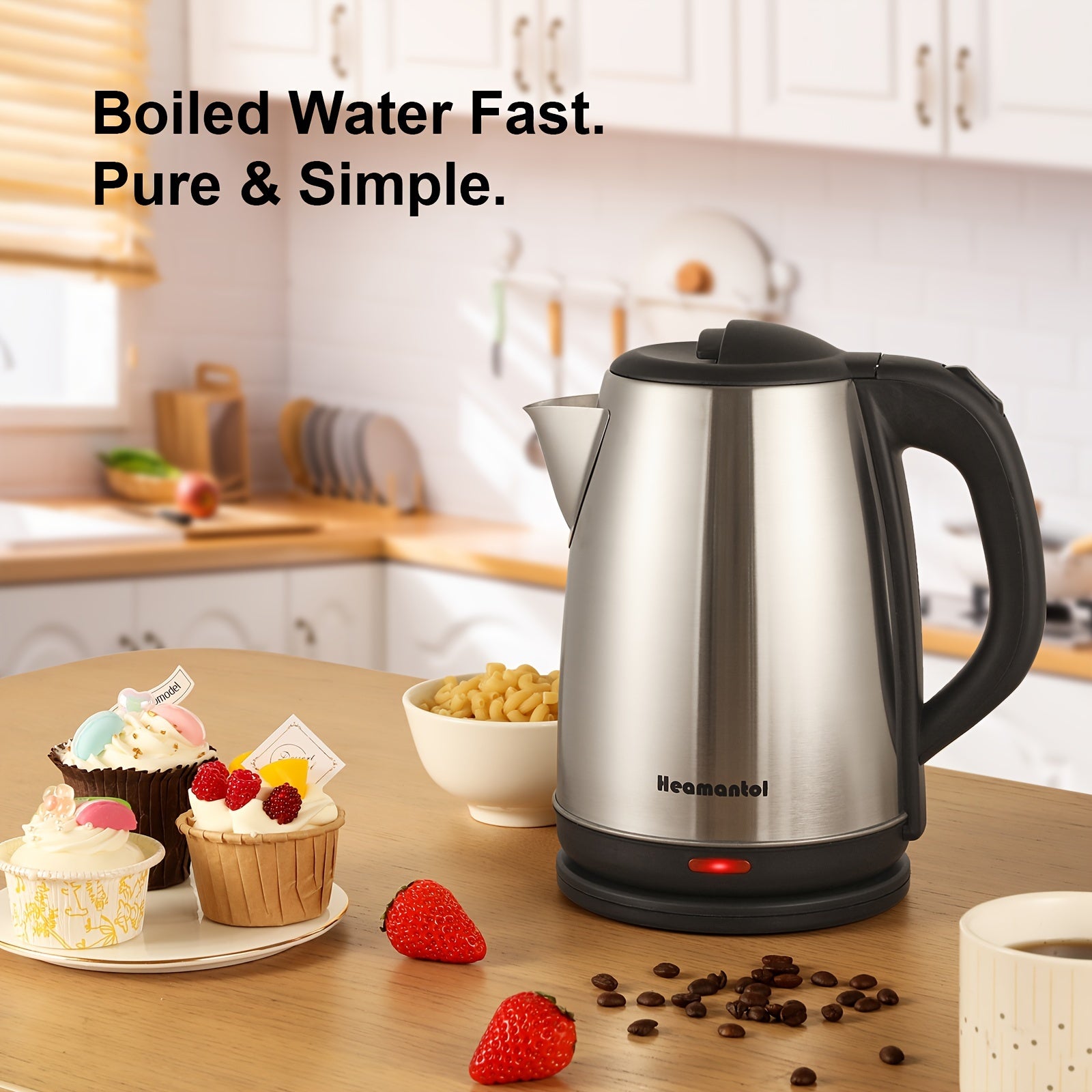 Electric Kettle 1.8L – Hot Water Boiler & Tea Kettle with Auto Shut-Off, Boil-Dry Protection, Stainless Steel Double Wall, BPA-Free, LED Indicator & Instant Heating Base