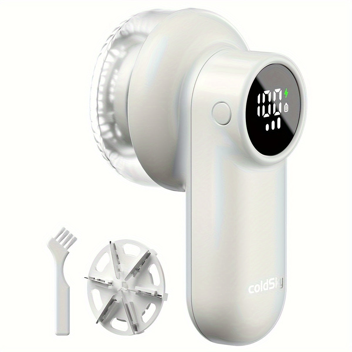 Cozy Clean ColdSky Rechargeable Fabric Shaver – Digital Display, 6-Leaf Blades, Safety Lock & 3-Speed Lint Remover for Clothes, Furniture & Blankets, USB Charging, Ergonomic Gripr