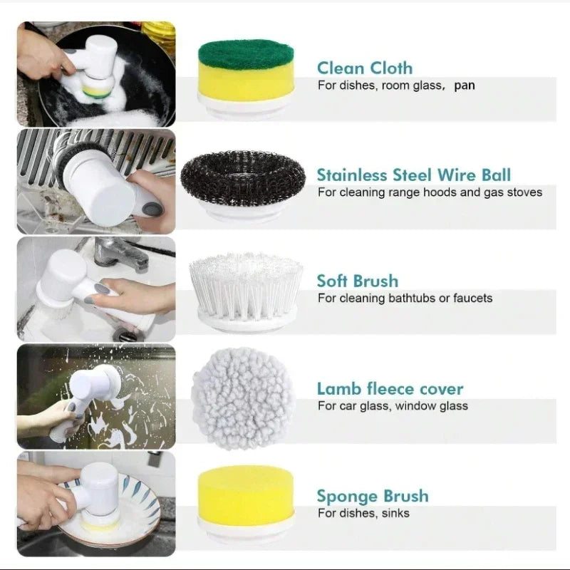 Electric Spin Scrubber | 5-in-1 Power Cleaning Brush