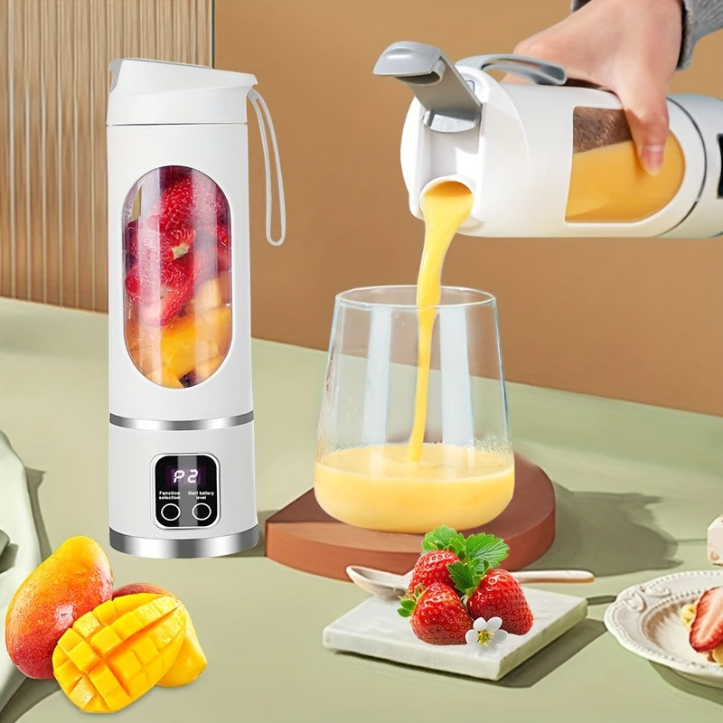 Portable USB Rechargeable Mini Blender & Juicer – 3 Modes, Digital Display, 12-Blade, 15.22oz, Easy Clean, Travel-Friendly